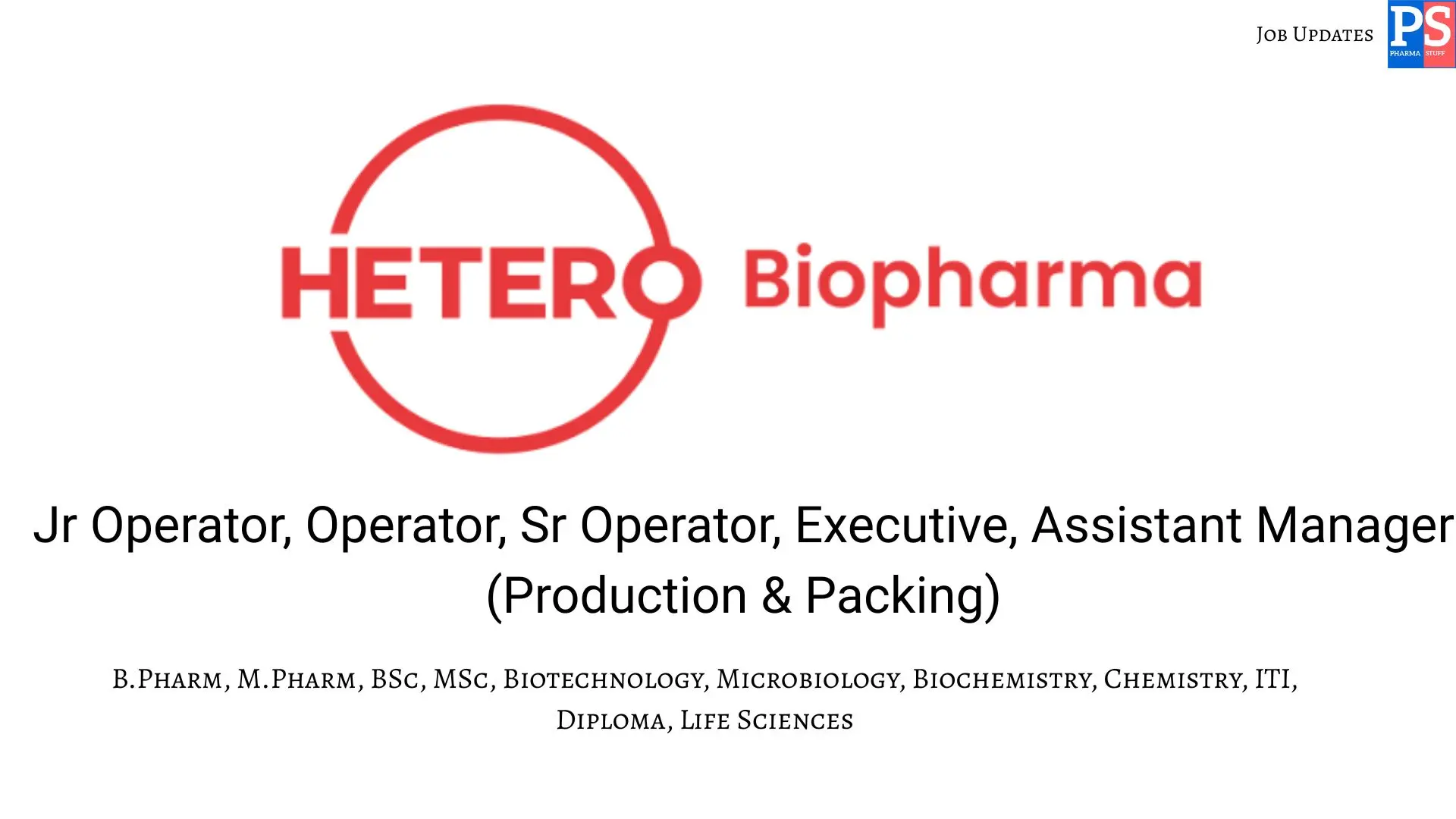 Pharma Biotech Job search & Career 8 Hetero Walk in Production Packing