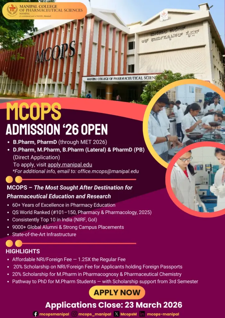 MCOPS Admissions 2026 Open – Apply Now for B.Pharm, Pharm.D, M.Pharm & More 2 MCOPS Admissions 2026 Open – Apply Now for B.Pharm Pharm.D M.Pharm More
