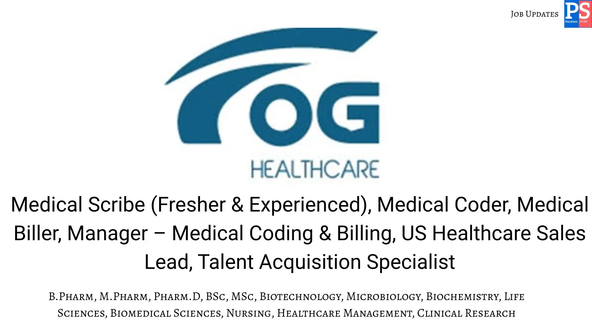 Pharma Biotech Job search & Career 16 OG Healthcare Hiring Life science graduates
