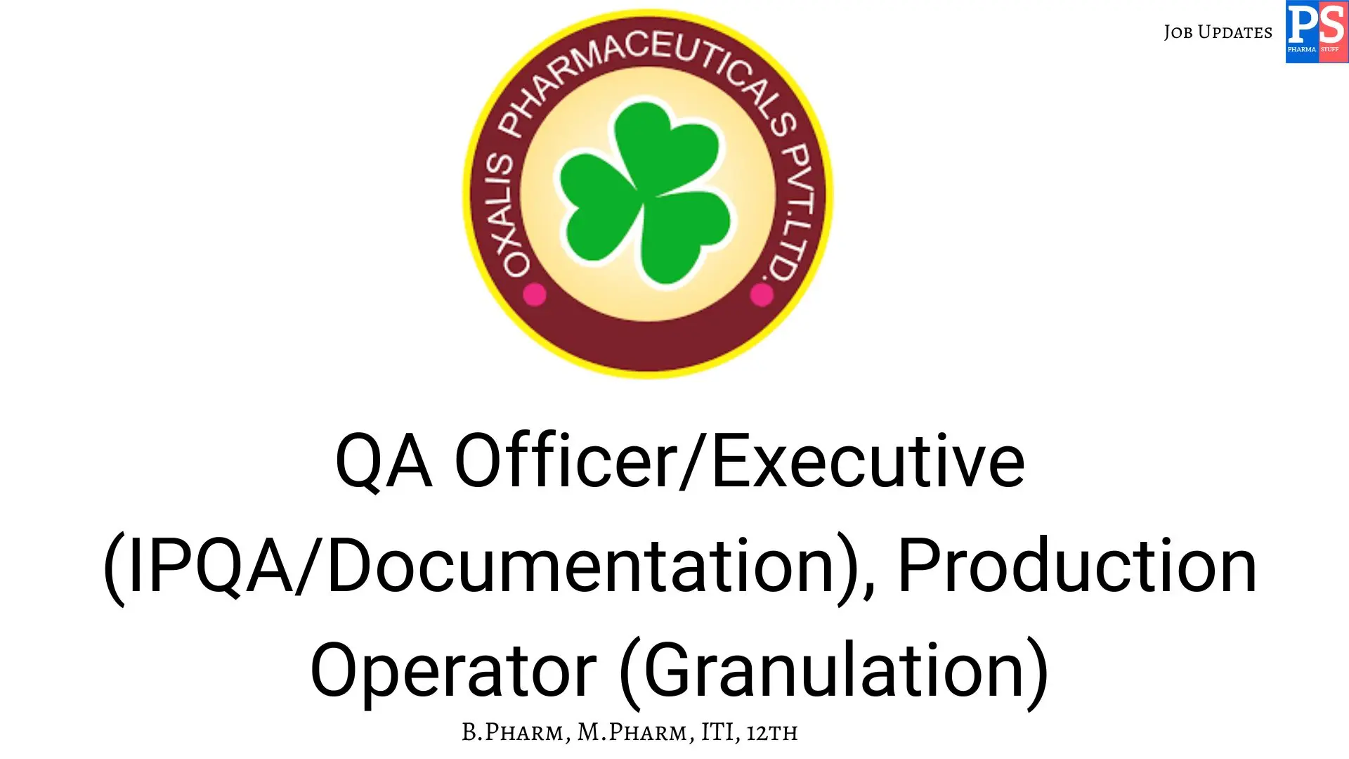 Pharma Biotech Job search & Career 16 Oxalis Hiring QA Production
