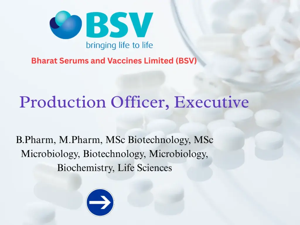 Pune Pharma Freshers Alert: BSV Walk‑In Drive for Production Roles