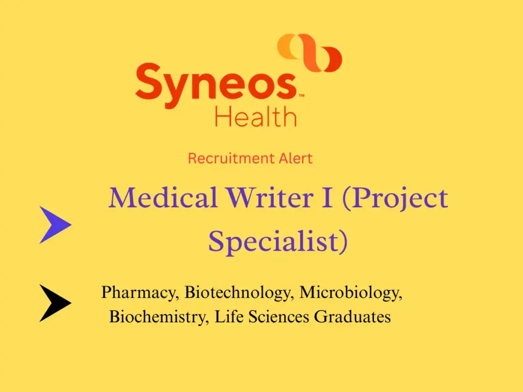 Syneos Health Hiring Medical Writer I (Project Specialist)