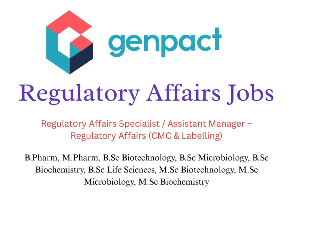 Genpact hiring Regulatory Affairs Specialist