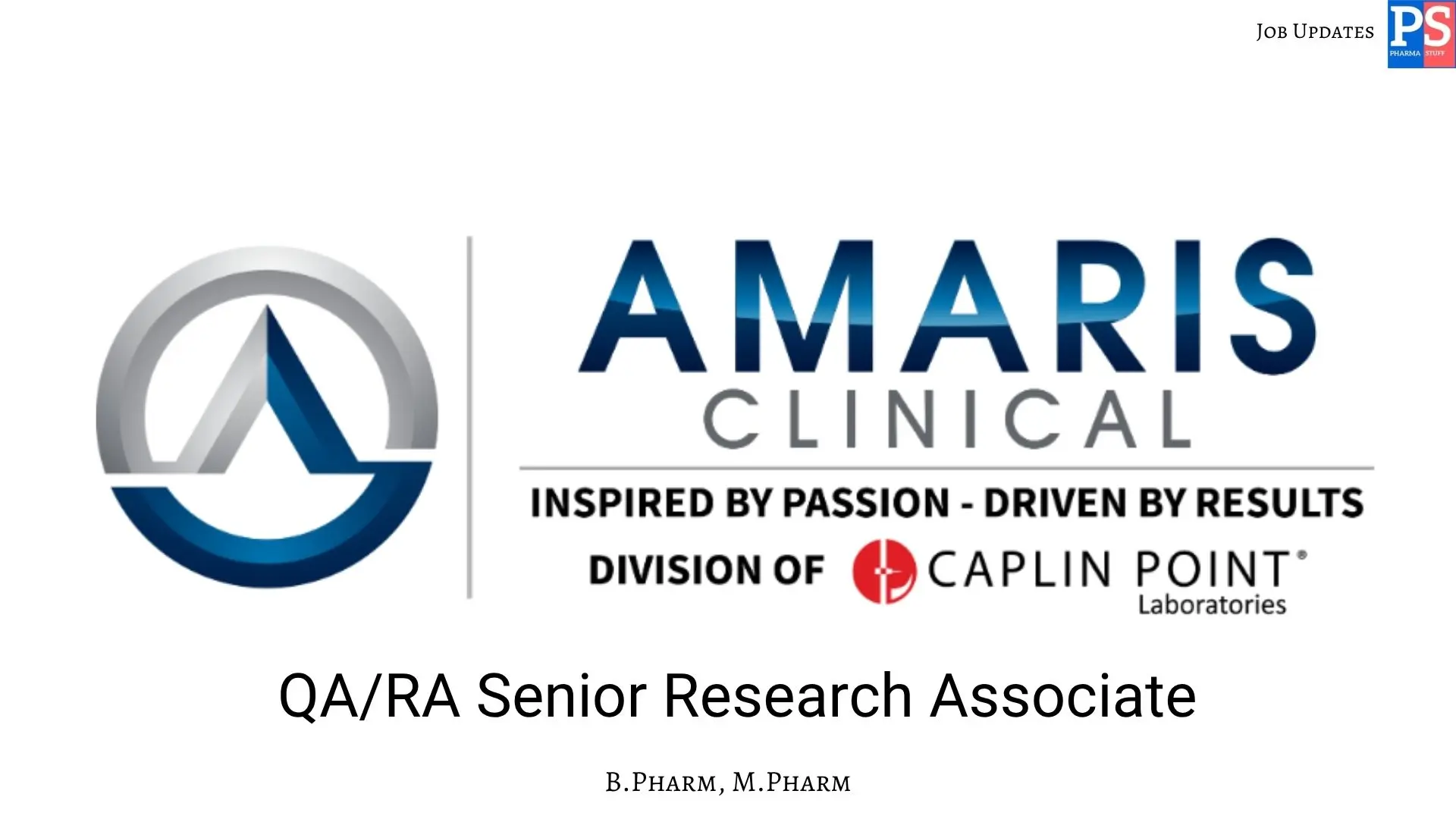 Amaris Hiring QARA Senior Research Associate – Clinical Research