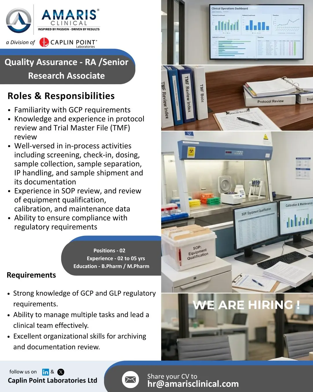 Amaris Hiring QA/RA Senior Research Associate – Clinical Research 3 Amaris Hiring QA/RA Senior Research Associate – Clinical Research