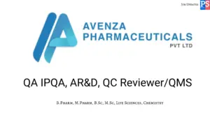 Avenza Hiring QA IPQA, AR&D & QC
