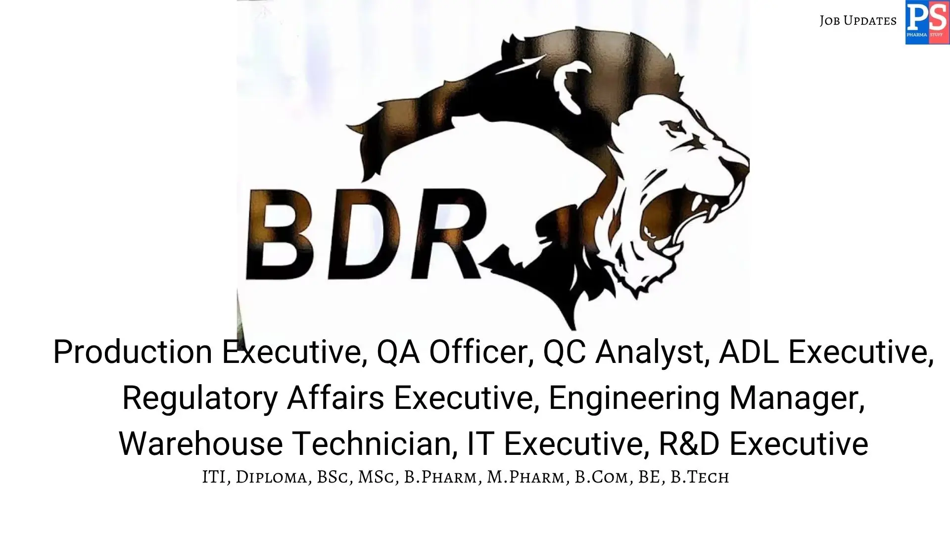 BDR Pharma Walk In API QA QC RD