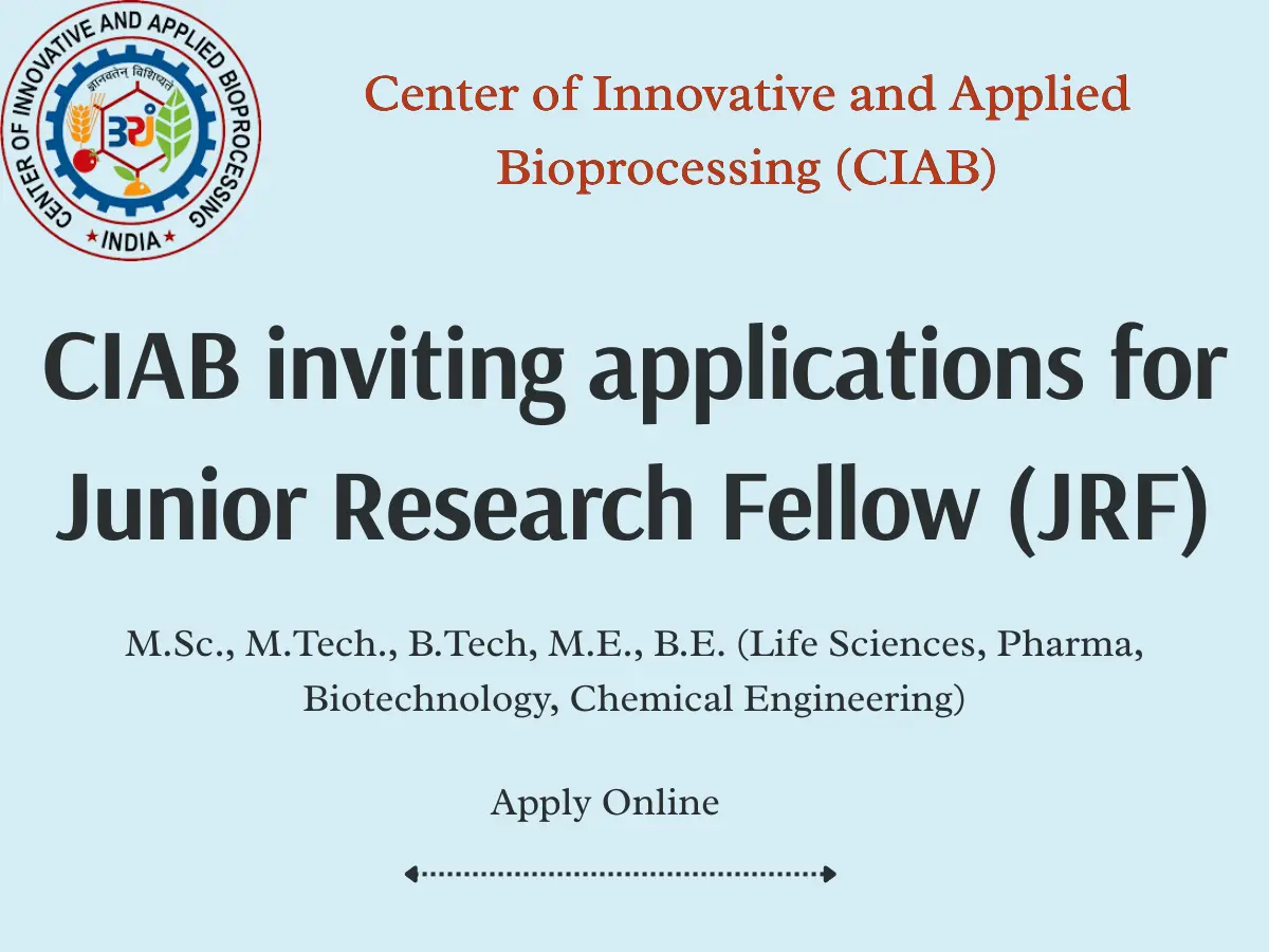 CIAB inviting applications for Junior Research Fellow (JRF)