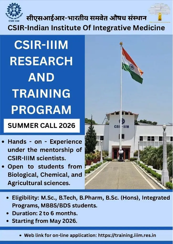 CSIR-IIIM Summer Internship 2026 – Research & Training Program