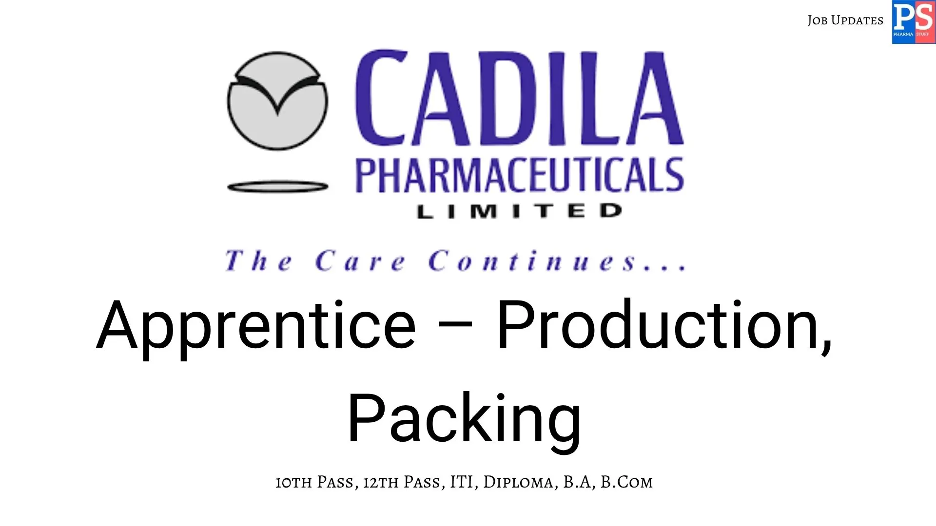 Cadila Hiring Apprentice – Production Packing