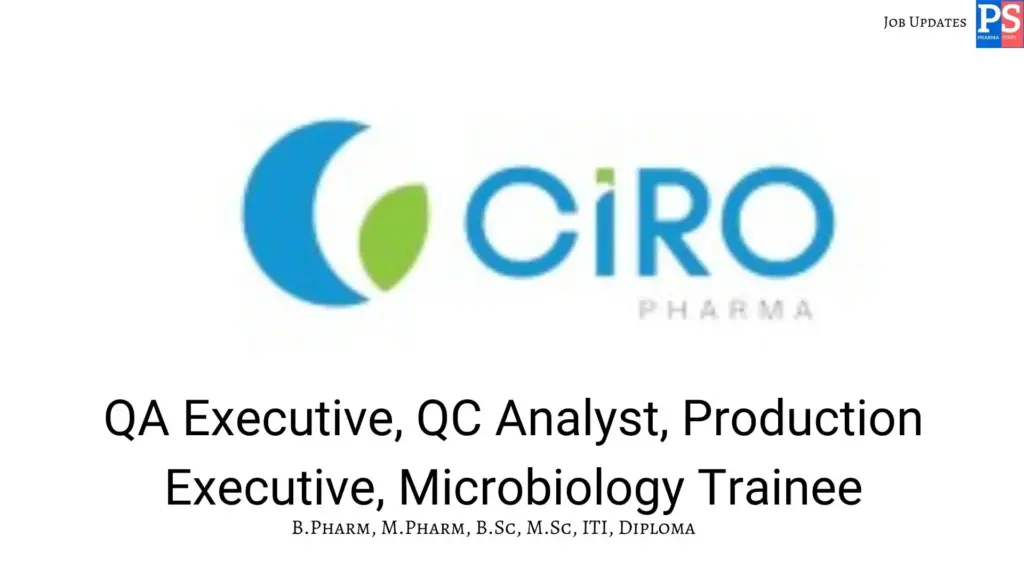 Ciro Pharma Walk-In QA, QC, Production & Microbiology