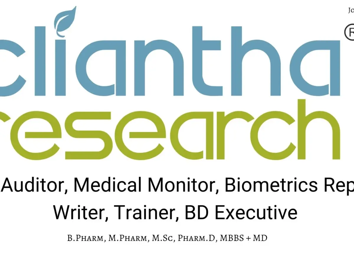 Cliantha Hiring QA Auditor, Medical Monitor, Biometrics