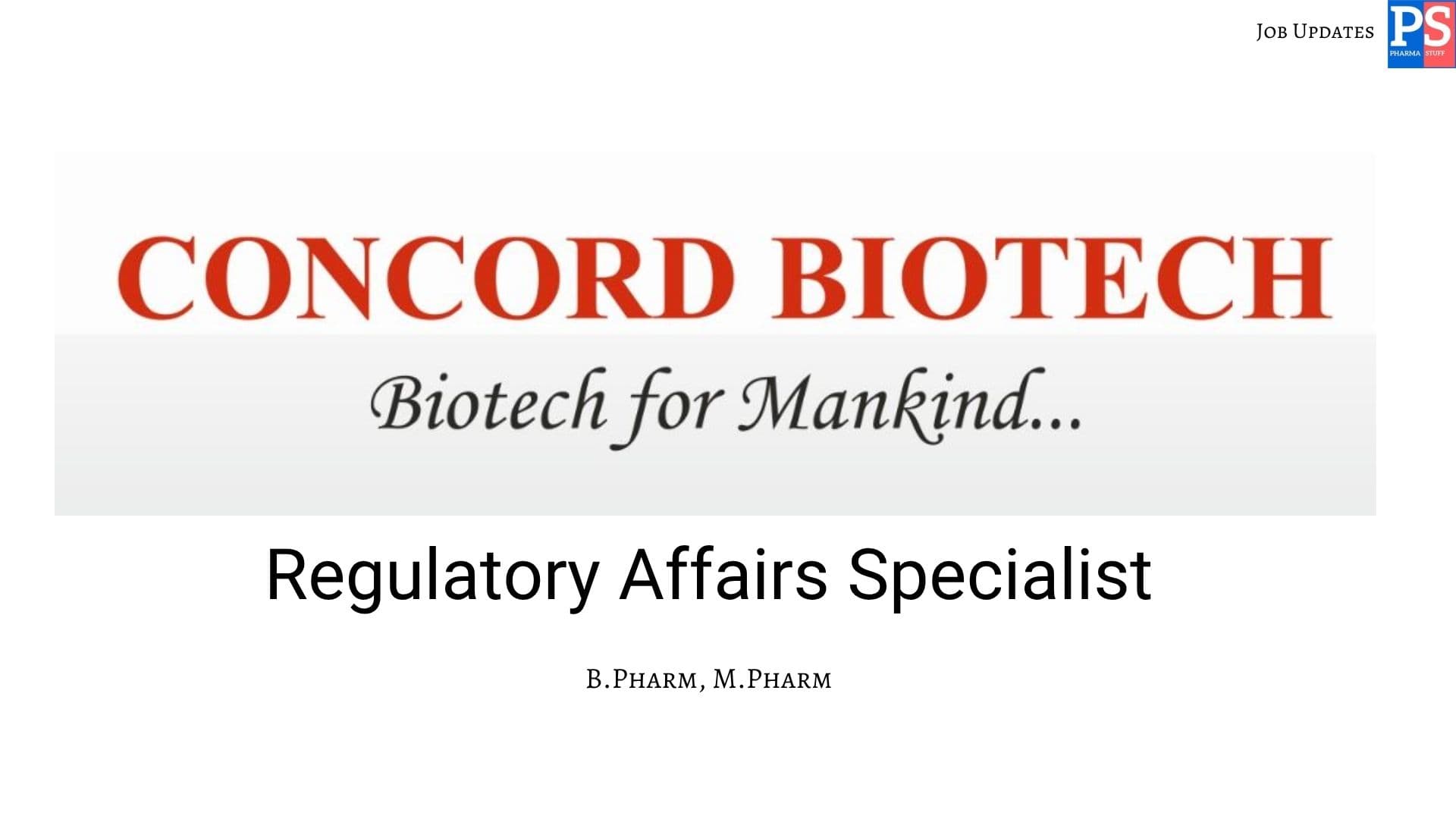 Concord Biotech Hiring Regulatory Affairs 1