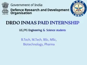  DRDO INMAS Paid Internship 2026