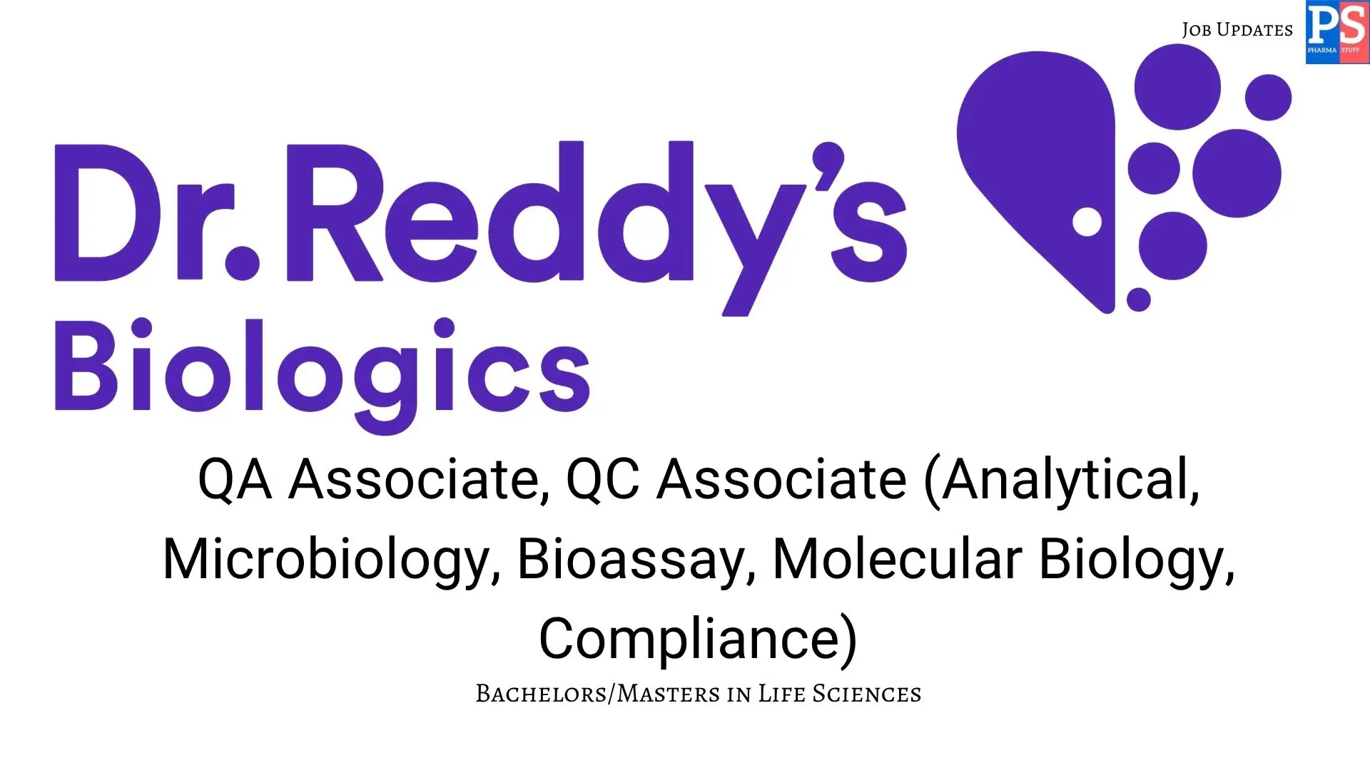 Dr Reddys walk in QA QC