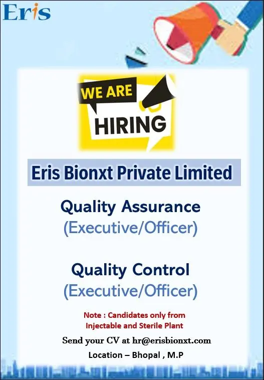 Eris Hiring QA ExecutiveOfficer, QC ExecutiveOfficer 3 Eris Hiring QA ExecutiveOfficer, QC ExecutiveOfficer