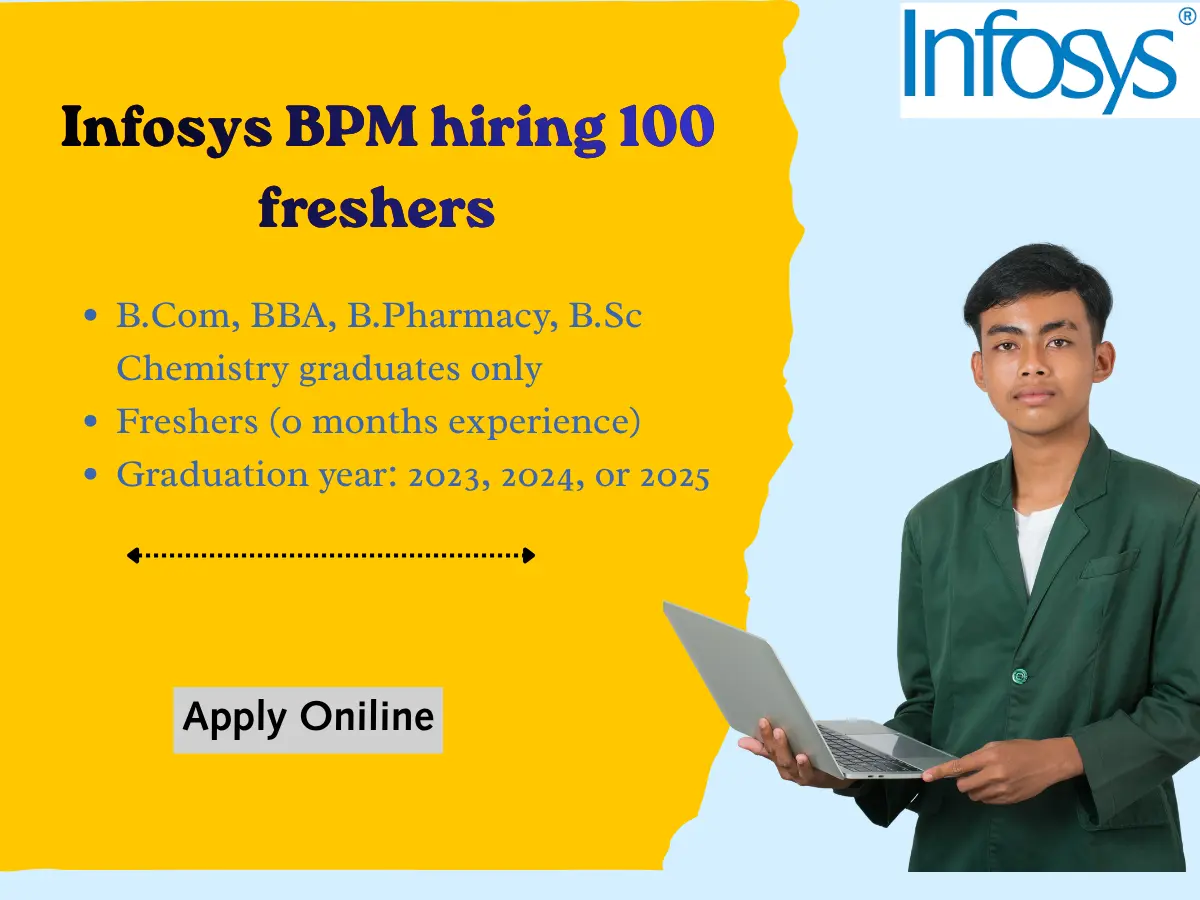 Infosys BPM Walk-in 100 Fresher Jobs | BPharm, BSc Chemistry, BCom, BBA