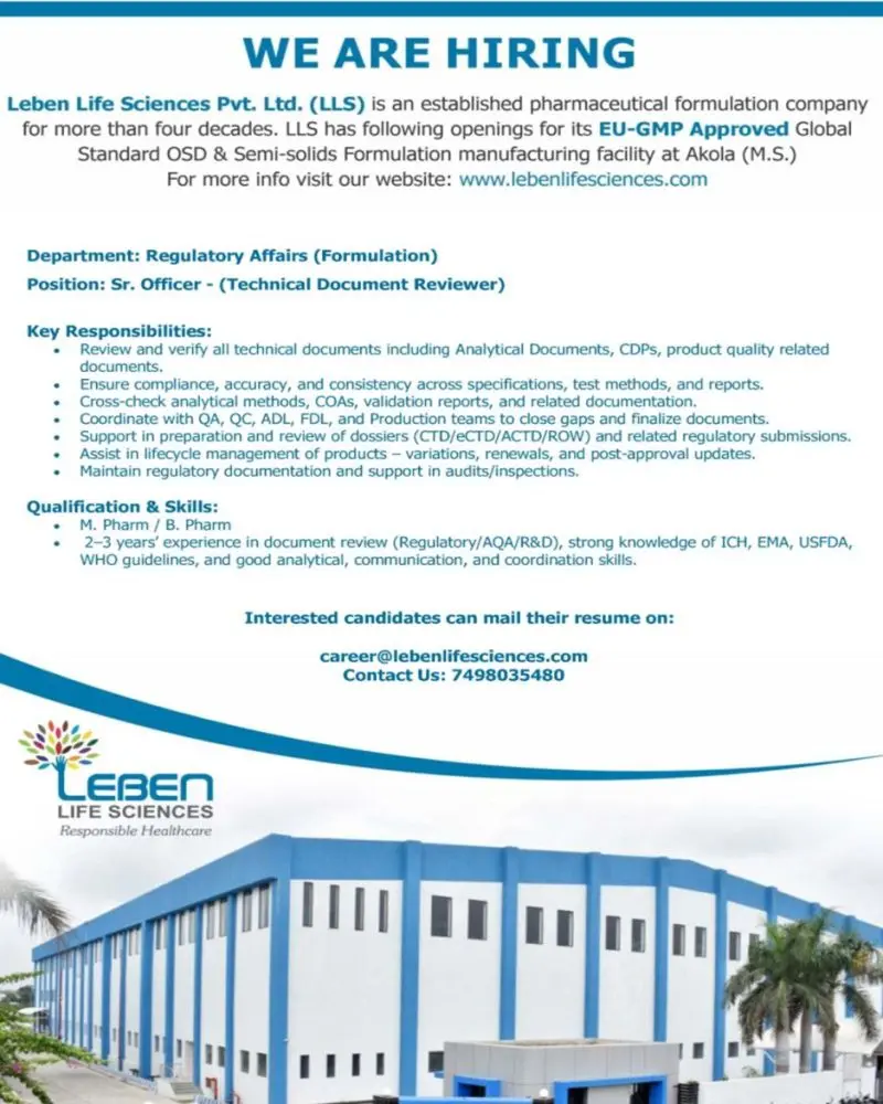 Leben Hiring Regulatory Affairs 3 Leben Hiring Regulatory Affairs