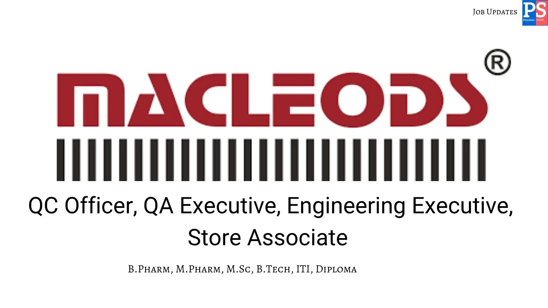 Macleods Walk In QC QA Engineering