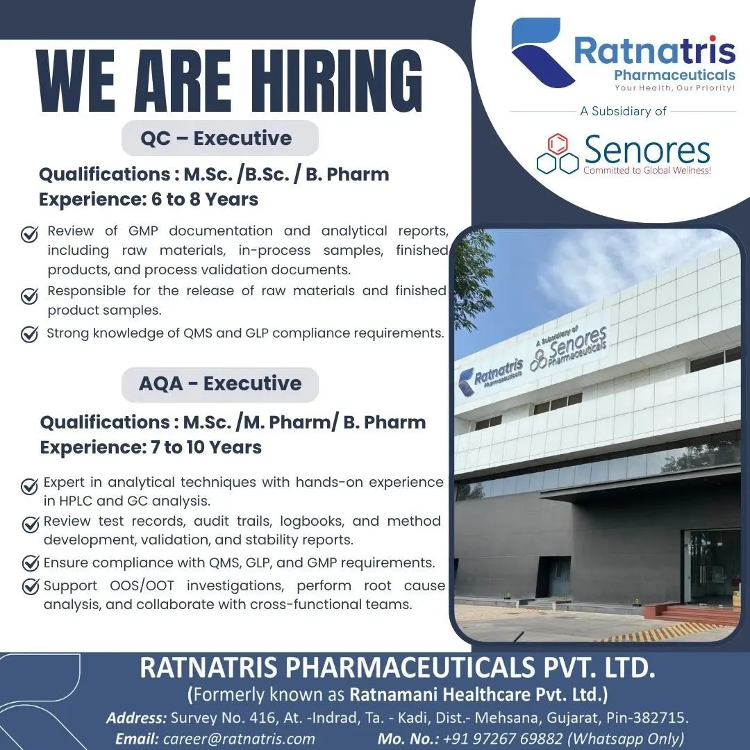 Ratnatris Hiring QC & AQA Executives 3 Ratnatris Hiring QC & AQA Executives