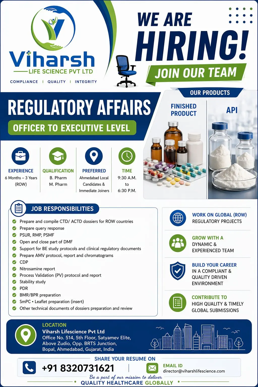 Viharsh Hiring Regulatory Affairs Officer, Executive 3 Viharsh Hiring Regulatory Affairs Officer, Executive