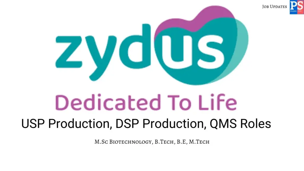 Zydus walk-in USP Production, DSP Production, QMS