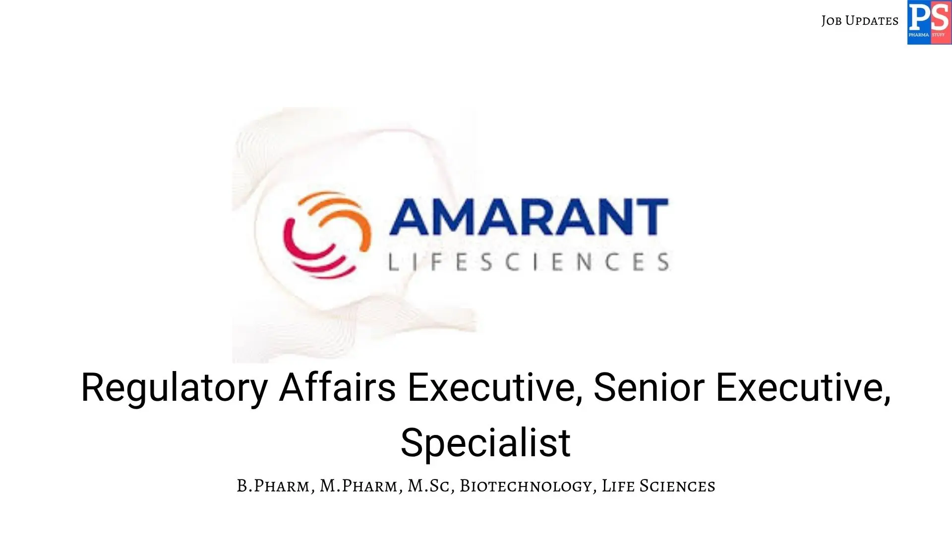 Amarant Hiring Regulatory Affairs