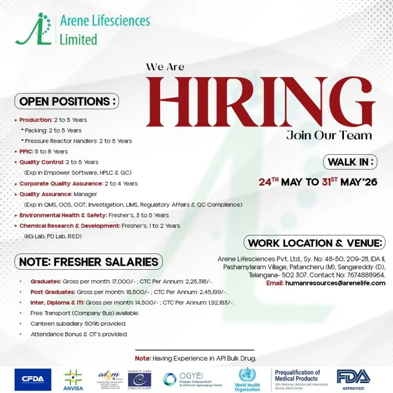 Arene Walk-In Production, QC, QA, Packing & R&D 3 Arene Walk-In Production, QC, QA, Packing & R&D