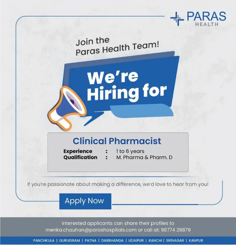 Clinical Pharmacist Recruitment Paras Health