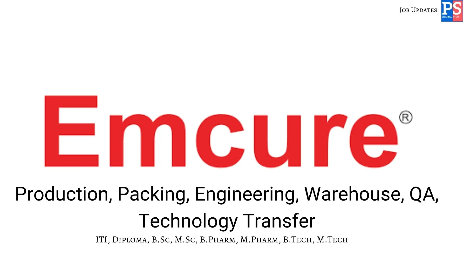 Emcure Walk In QA Production Packing Warehouse Engineering