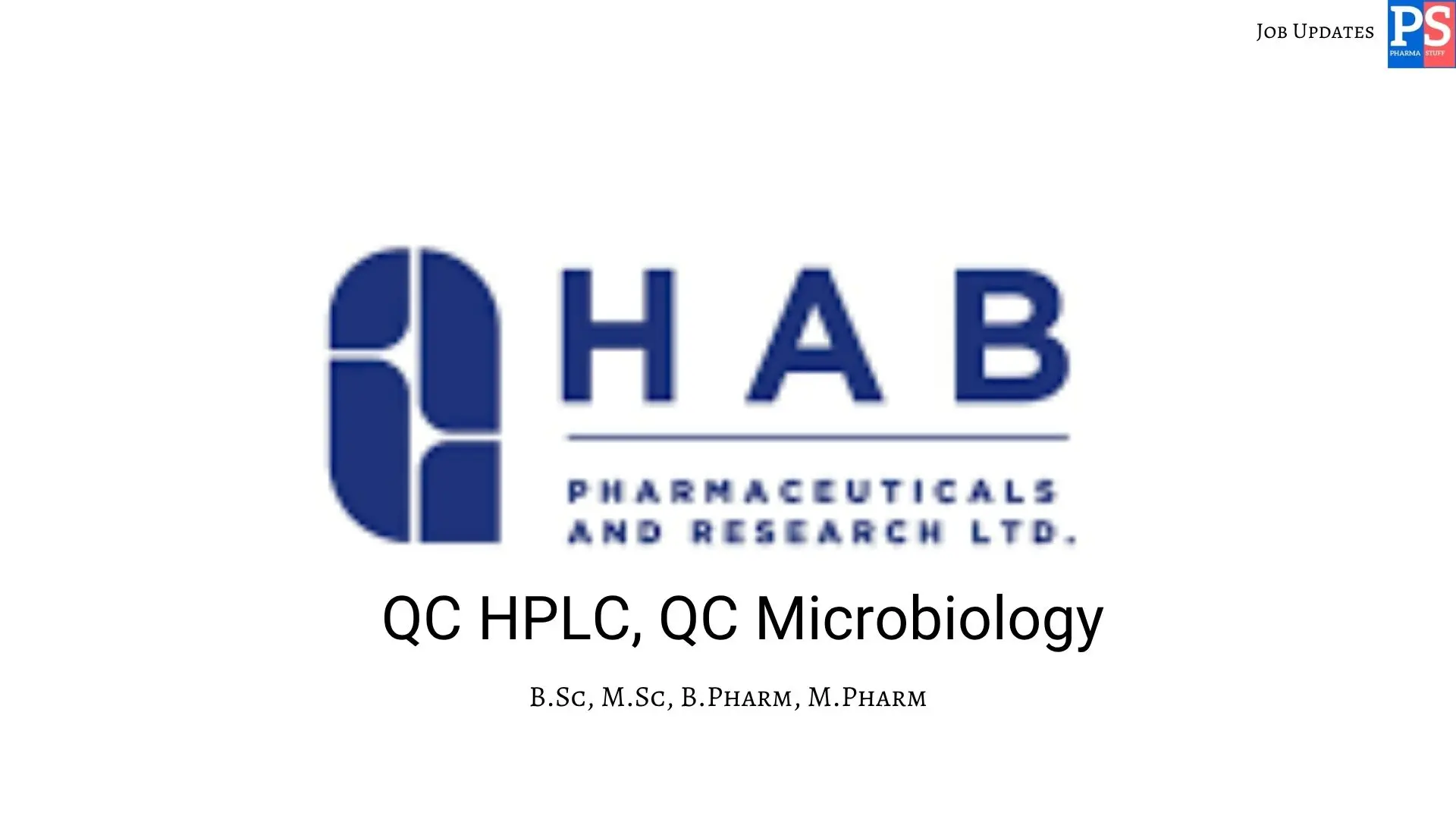 HAB Hiring QC HPLC QC Microbiology