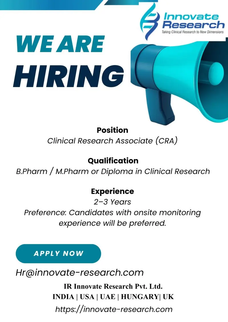 Innovate Hiring Clinical Research Associates 3 Innovate Hiring Clinical Research Associates