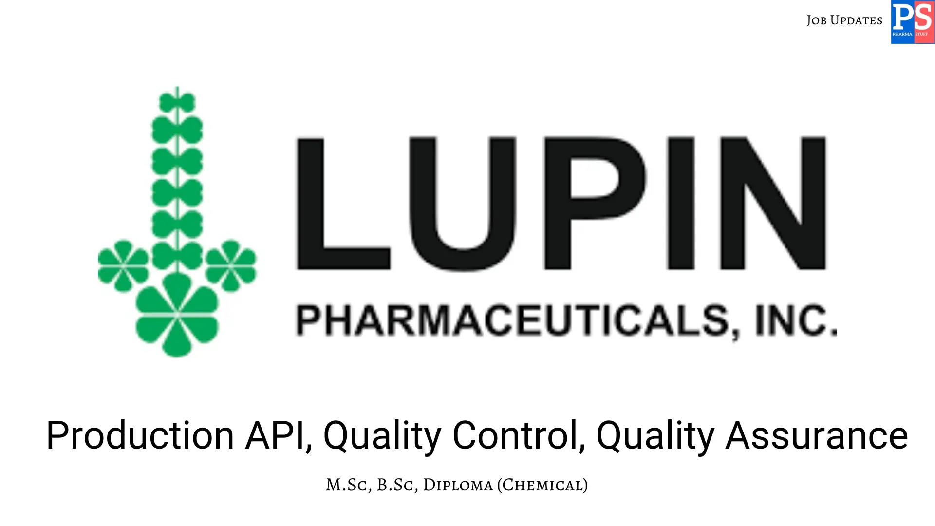 Lupin walk in API Production QA QC