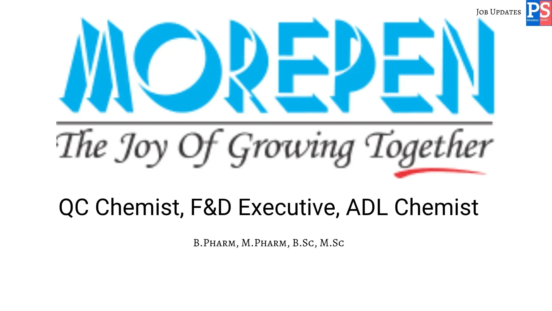 Morepen walk in QC Chemist FD Executive ADL Chemist