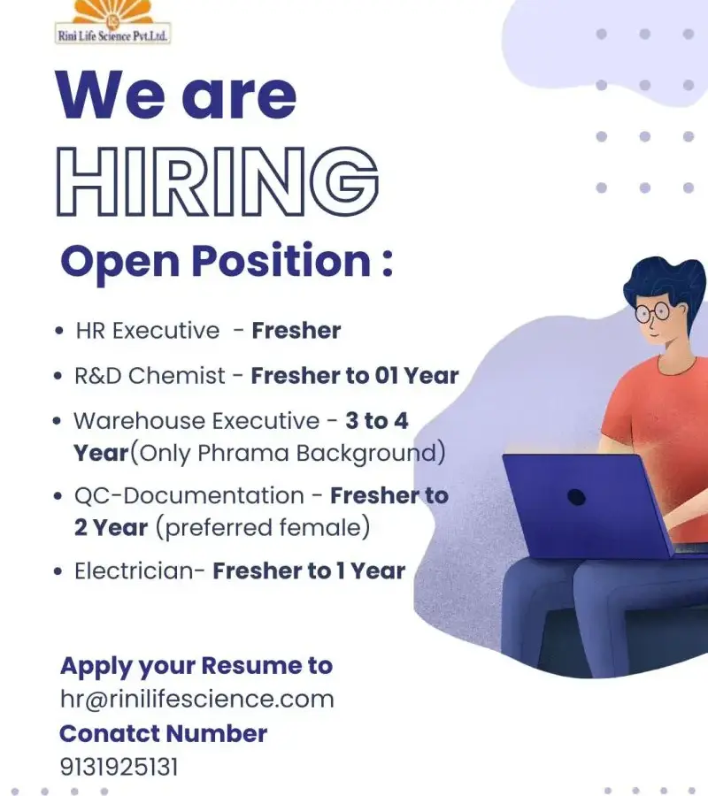 Rini Lifescience Jobs – HR, R&D, Warehouse, QC Documentation & Electrician roles