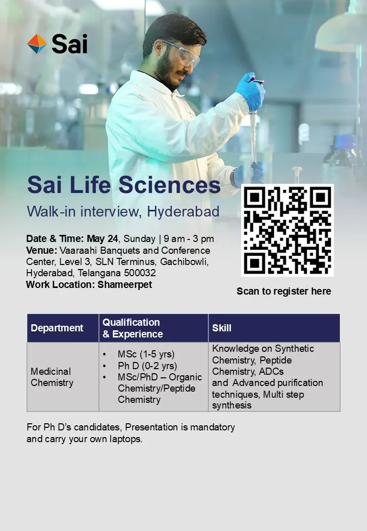Sai walk-in Medicinal Chemistry, Peptide Chemistry, Synthetic Chemistry 3 Sai walk-in Medicinal Chemistry, Peptide Chemistry, Synthetic Chemistry
