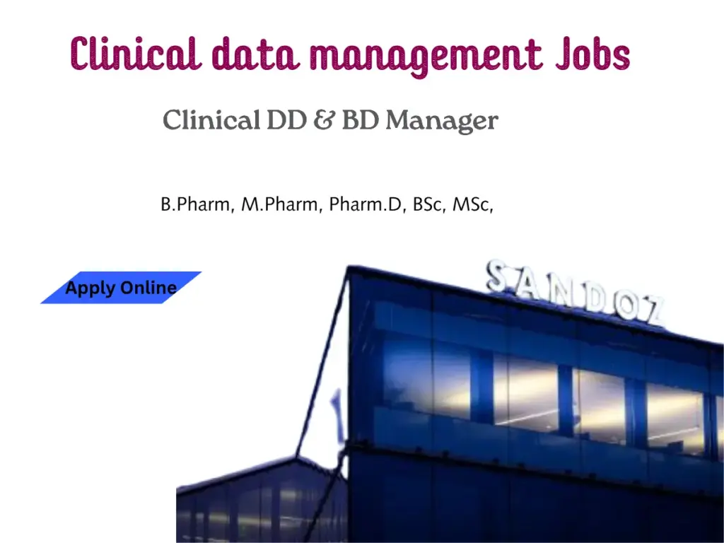 Sandoz Clinical DD & BD Manager Jobs