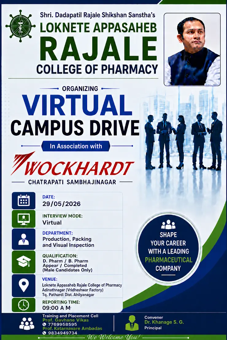 Wockhardt Virtual Campus Drive | D Pharm & B Pharm Jobs for Freshers 3 Virtual Campus Recruitment Drive of Wockhardt