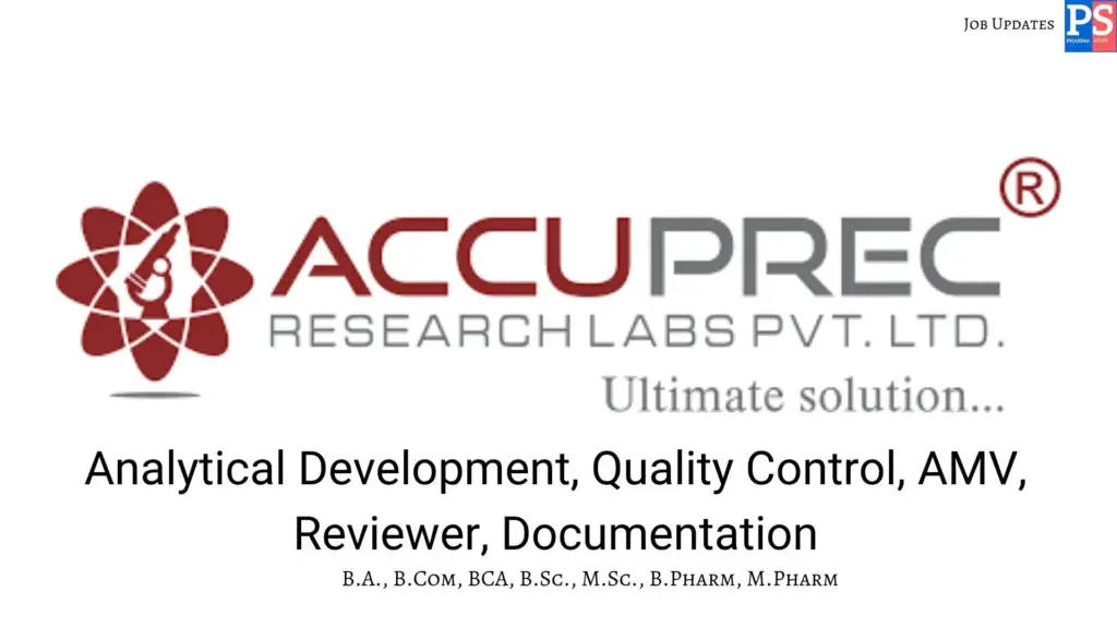 Accuprec walk-in QC, AMV & Analyst