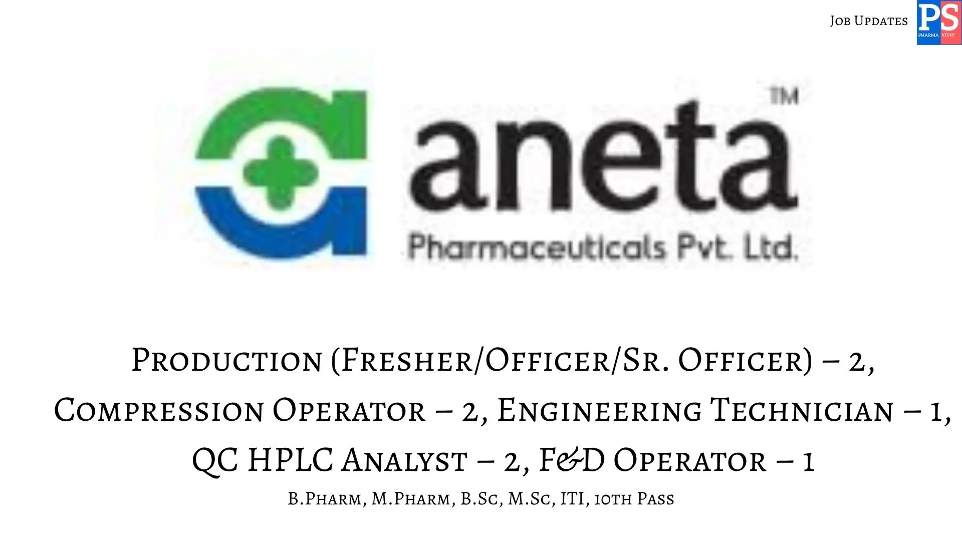 Aneta Hiring Production QC Engineering and FD