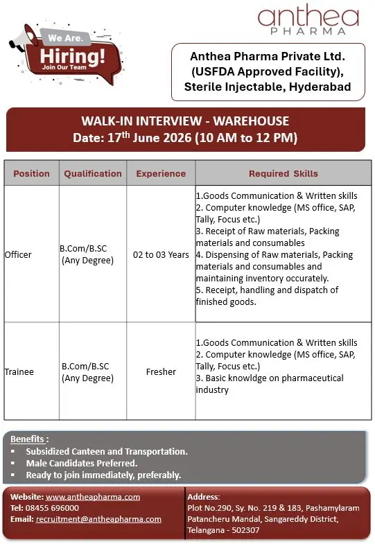 Anthea Walk-In Warehouse Officer and Trainee 3 Anthea Walk-In Warehouse Officer and Trainee
