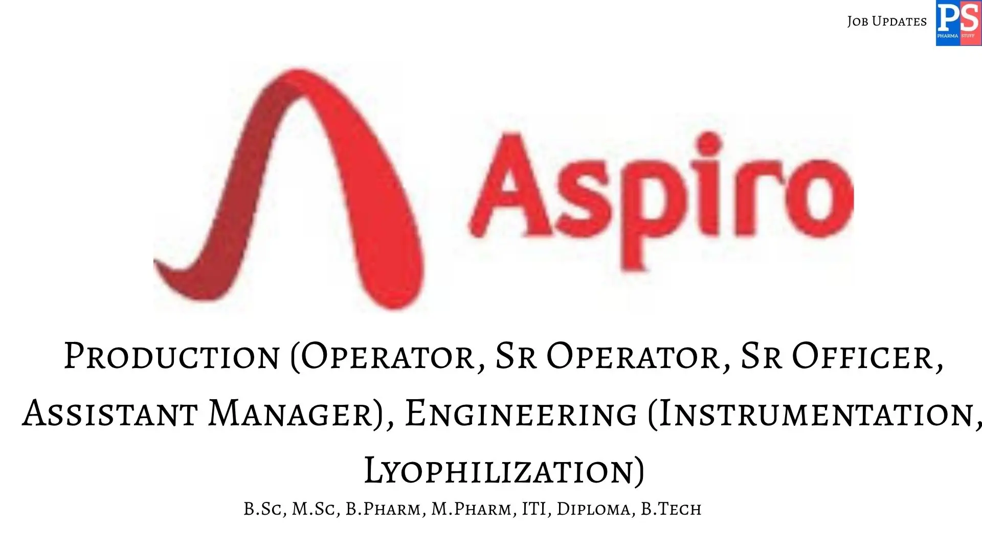 Pharma Jobs, Biotech Jobs, Clinical Research, Pharmacovigilance Jobs 7 Aspiro Walk In Production and Engineering