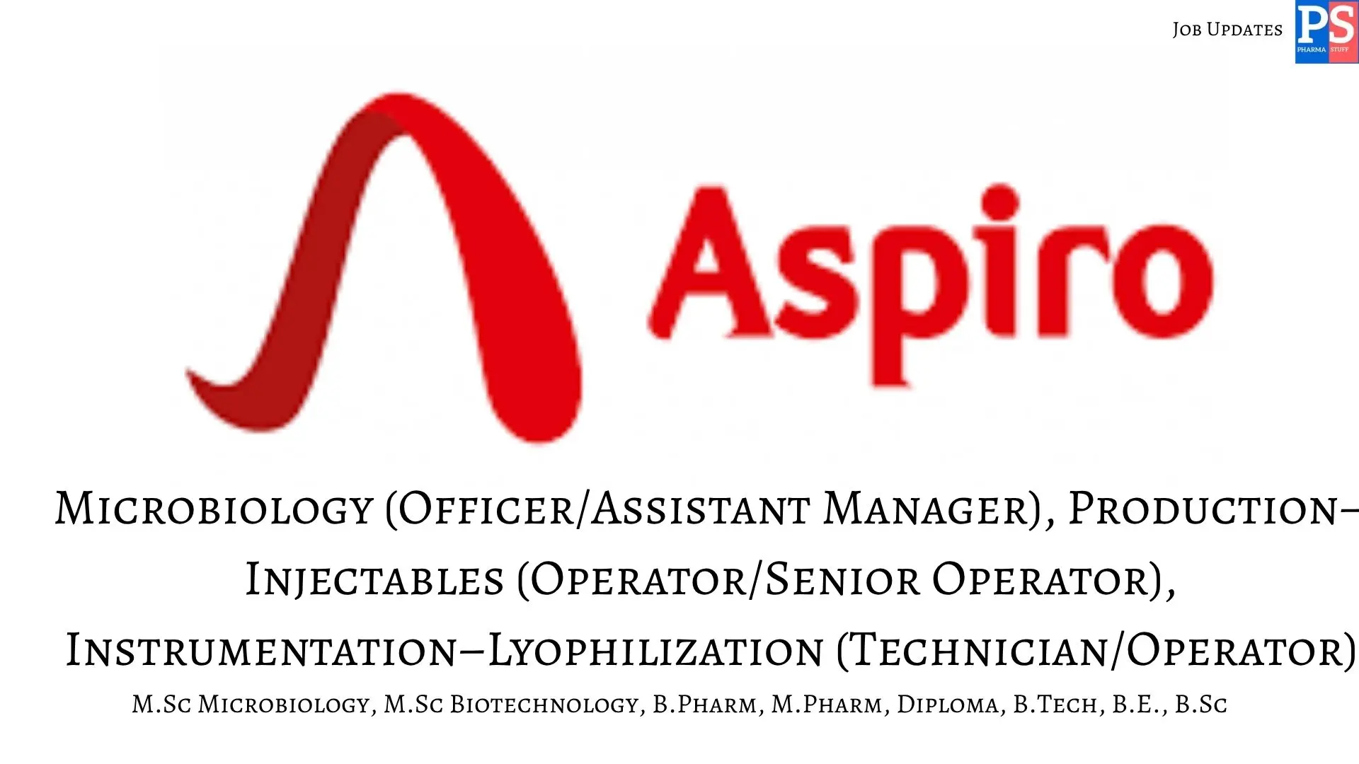 Pharma Jobs, Biotech Jobs, Clinical Research, Pharmacovigilance Jobs 12 Aspiro Walk In for Injectables