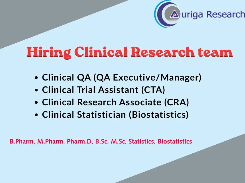 Auriga Research Private Limited Hiring Clinical Research team (1)