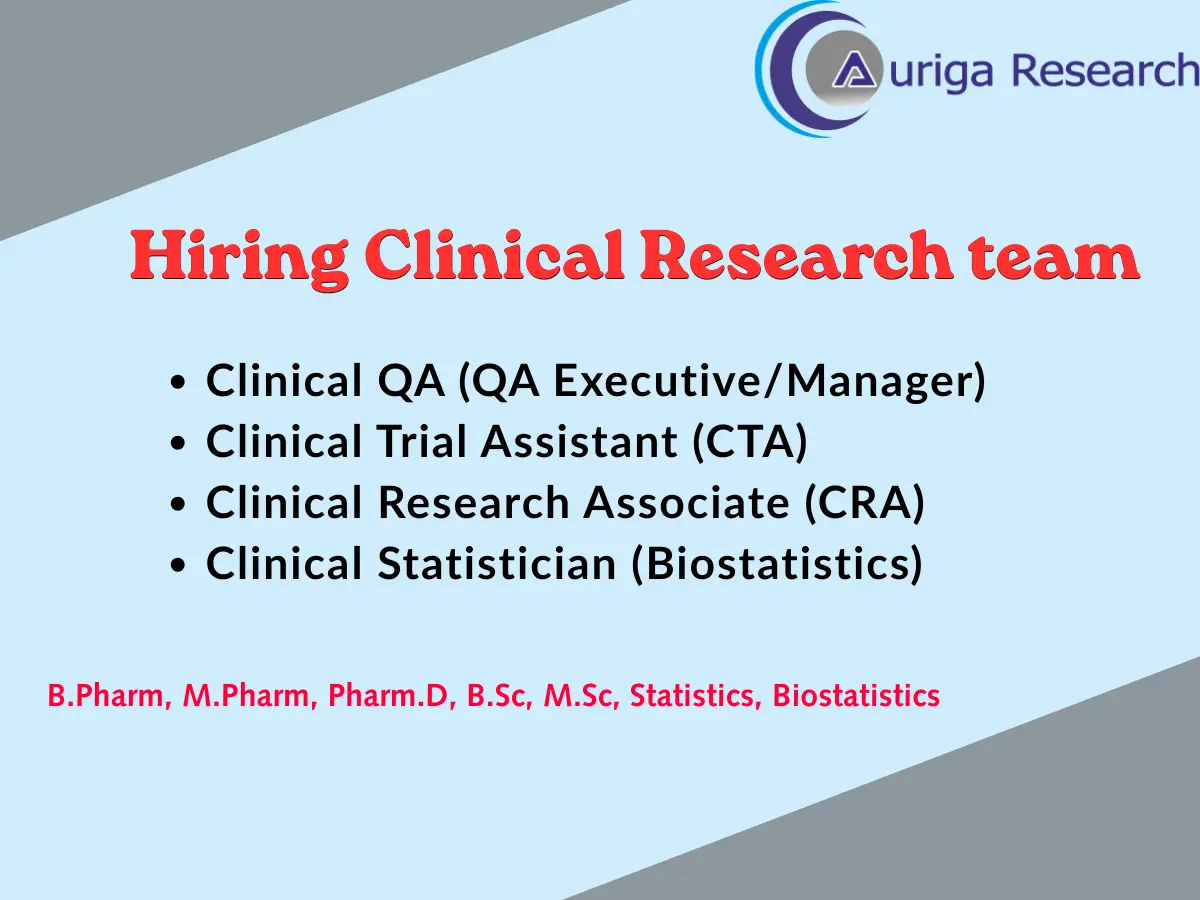 Clinical Research Professionals Wanted – QA, CTA, CRA & Biostatistics | Auriga Research