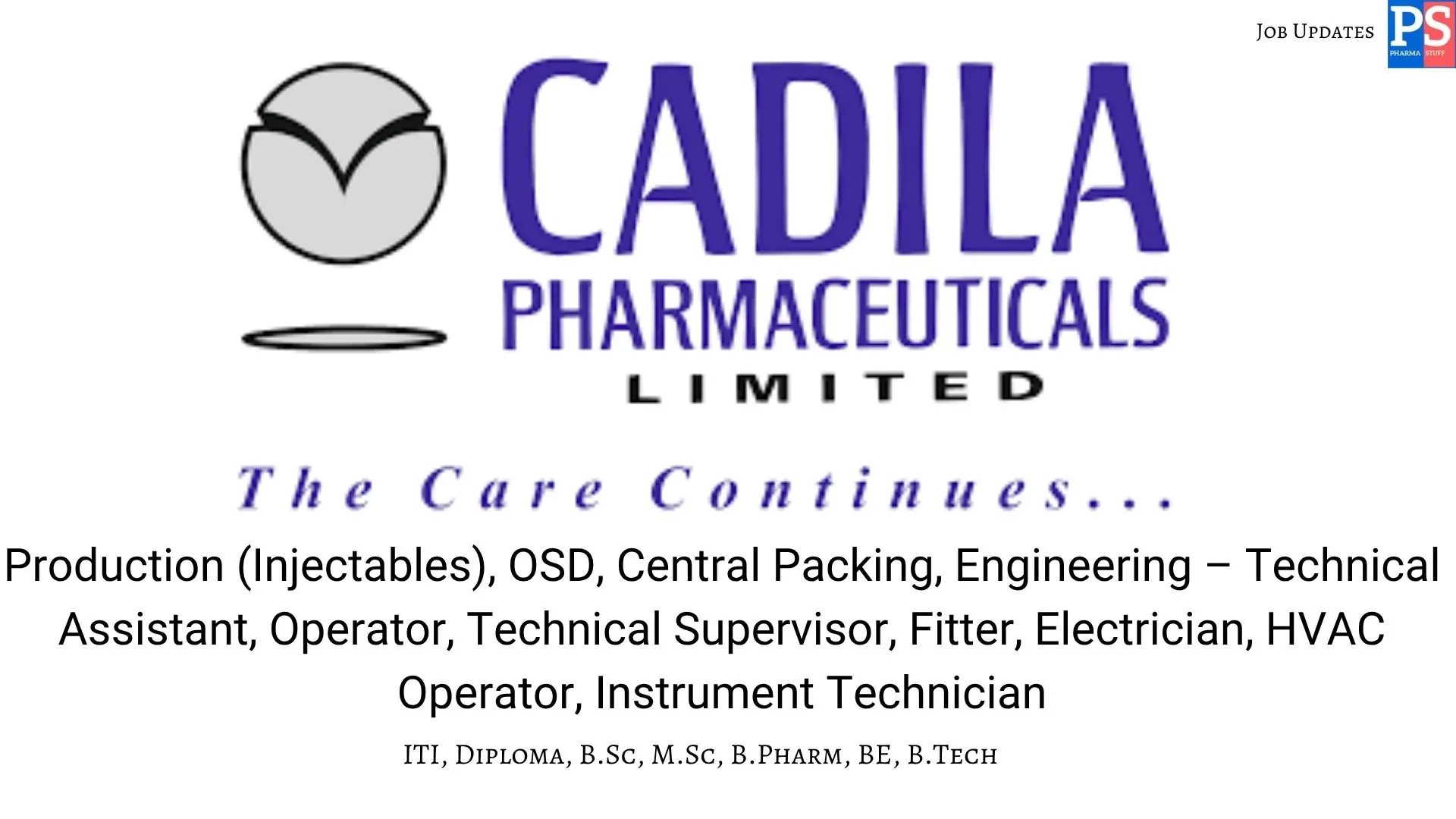 Cadila Walk In Technical Assistants Operators Supervisors