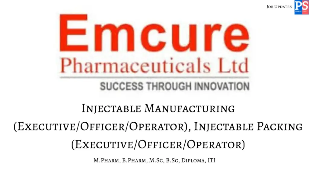 Emcure walk-in Injectable Manufacturing & Packing