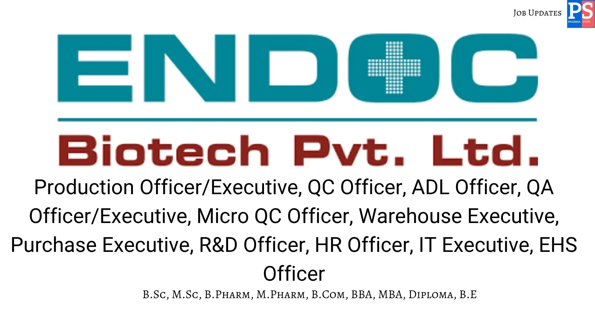 Endoc Hiring Production QA QC RD Warehouse HR Engineering