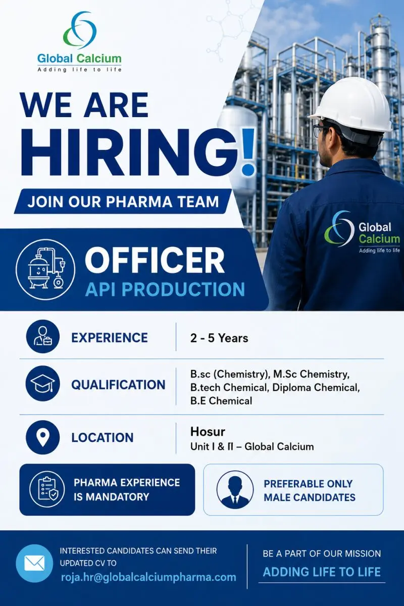 Global Calcium Hiring API Production Officers 3 Global Calcium Hiring API Production Officers