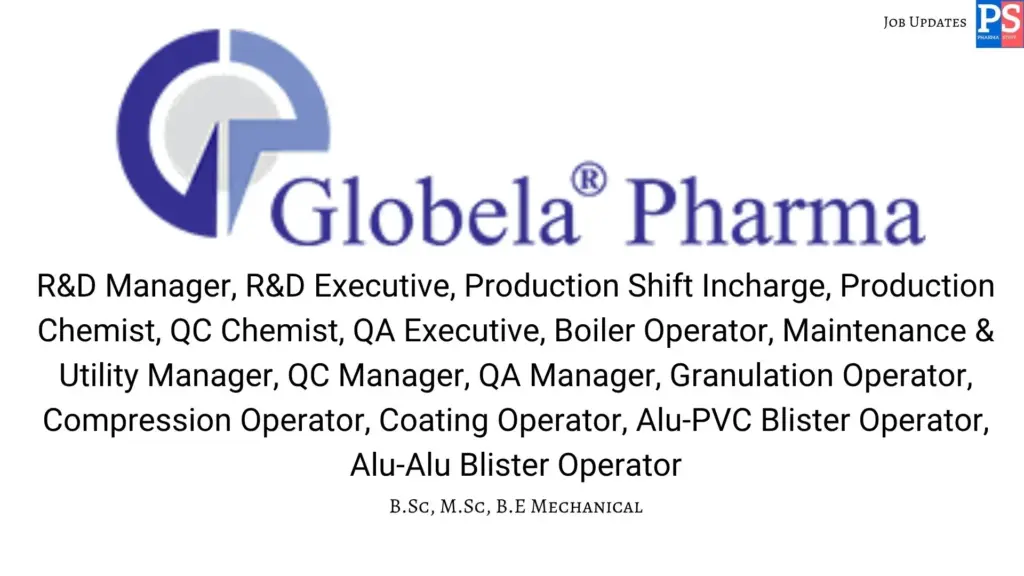Globela Hiring R&D, Production, QC, QA & Maintenance